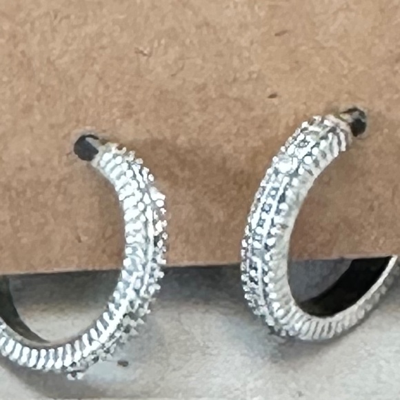 2/$15 Silver tone hoop earrings w/3round crystal stones on each hoop spaced out - Picture 15 of 15